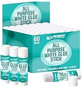 Glue Sticks 0.32 Ounce – 60 Count Glue Sticks for Kids, all purpose White Glue Sticks, Washable G...