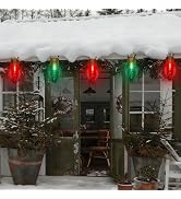 SUNSGNE Red and Green Giant Christmas Lights, 16FT Red and Green LED Christmas Lights with 10 Cou...