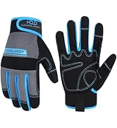 HANDLANDY Work Gloves Men &amp; Women, Utility Mechanic Working Gloves Touch Screen, Flexible Breatha...