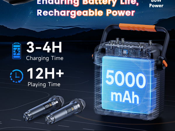 Equipped with a 5000 mAh rechargeable lithium battery, you can play all day long.