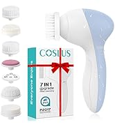 COSLUS Facial Cleansing Brush Silicone Face Scrubber: 7 in 1 FBS-D Electric Exfoliating Rotating ...