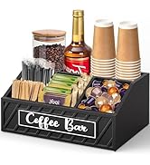 Coffee Bar Organizer for Coffee Bar Accessories, Coffee Station Organizer for Countertop, Wood Co...