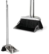 VOOWO Heavy Duty Broom and Dust pan Set, Stainless Steel Broom and Dustpan Set with Long Handle, ...