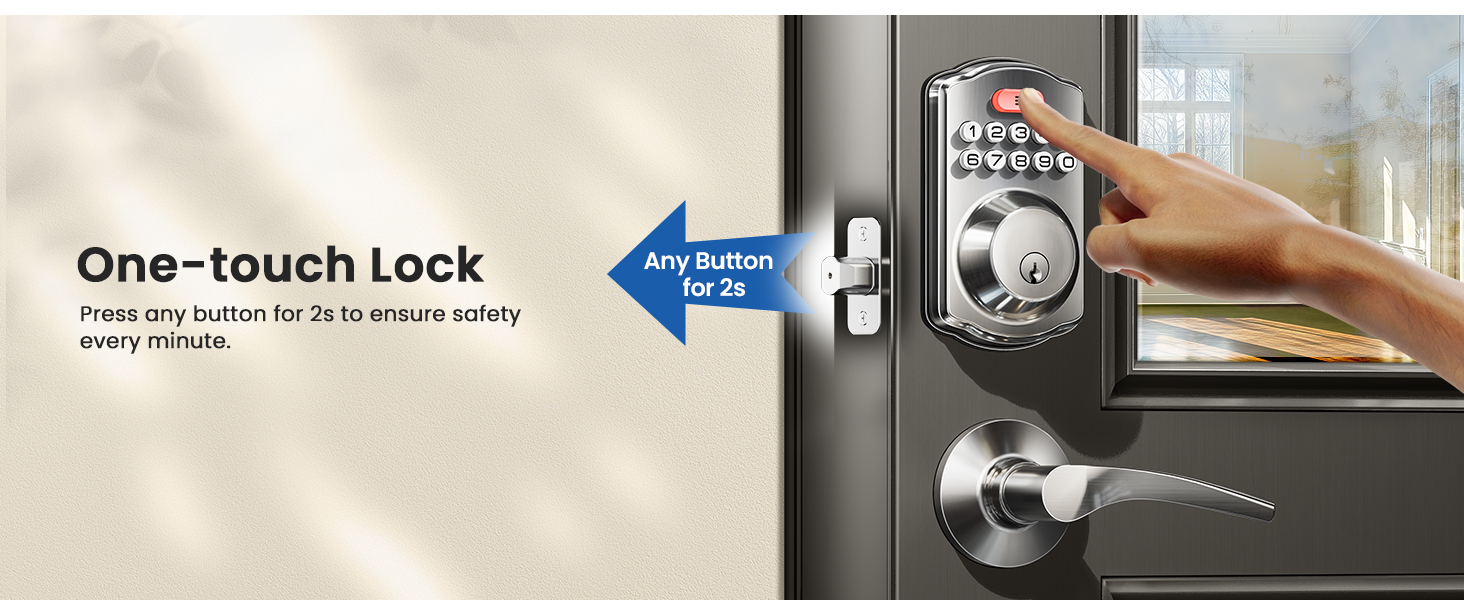 keyless entry door lock with handle