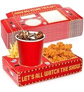 Bekith 50Pcs Movie Night Snack Trays Hold Popcorn Candy Food Drink, Disposable Paper Snack Boxes ...