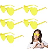 PLULON Heart Sunglasses for Women 5/12/25 Pcs, Heart Glasses Valentine Day Rimless Shaped Candy C...