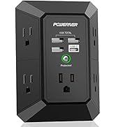 USB Wall Charger Surge Protector - POWERIVER 5 Outlet Extender with 4 USB Charging Ports (1 USB C...