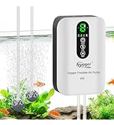 hygger Battery Powered Aquarium Air Pump 10-120Gal, Quiet USB Rechargeable Adjustable Fish Tank A...