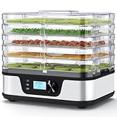 Food Dehydrator, 5 Stainless Steel Trays, 72H Timer &amp; Temp Control up to 167°F, 400W Food Dryer, ...
