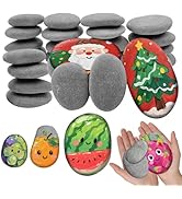 Reeplan 26PCS Rocks for Painting, 3 Sizes Flat River Rocks for Painting, 2-5 Inches Natural and S...
