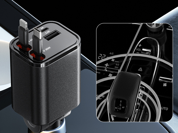 4 in 1 retractable car charger