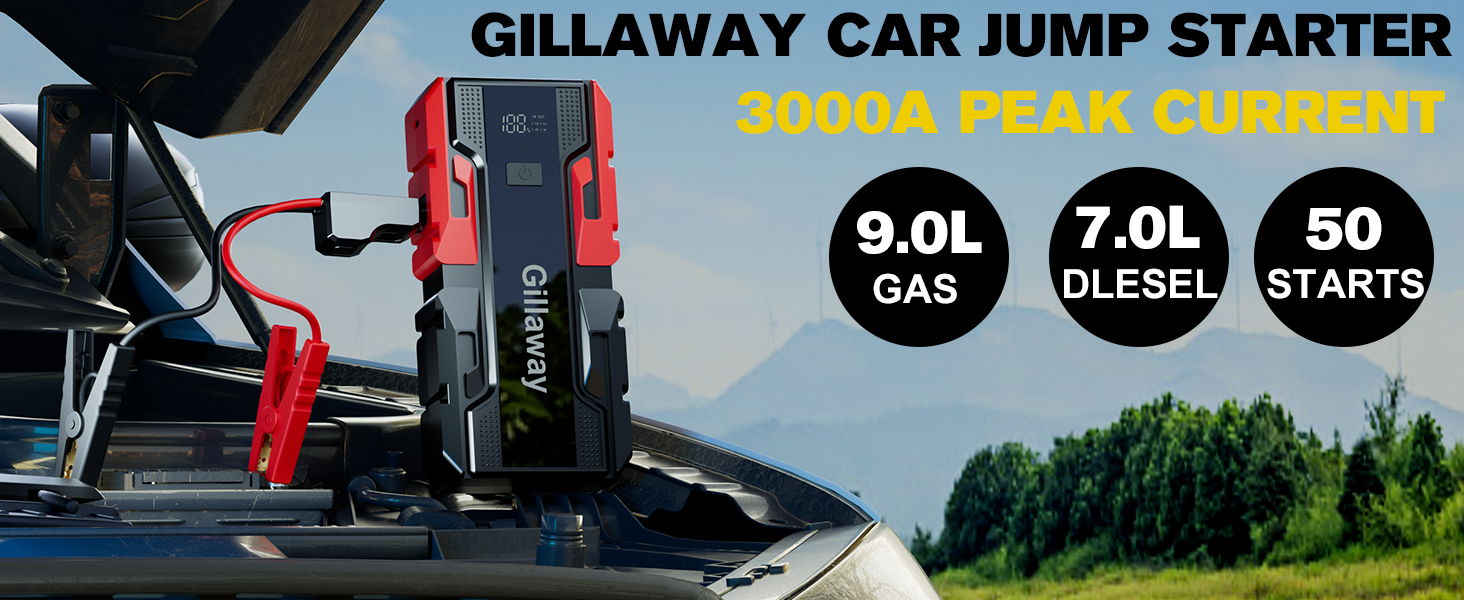 GILLAWAY CAR JUIMP STARTER 3000A PEAK CURRENT
