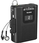 FIOLEES Portable Cassette Recorder Player, Compact Vintage AM FM Tape Player Walkman with Big Spe...