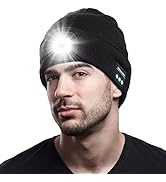 Bluetooth Beanie Hat with Light, Unique Tech Gifts for Men Husband Him Teen, Wireless Headphones ...