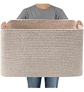 JMvicyroam Woven Blanket Basket,65L Large Storage Bin for Blankets Toys Clothes,Decorative Rope B...