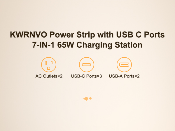 KWRNVO Power strip with USB ports and AC outlets
