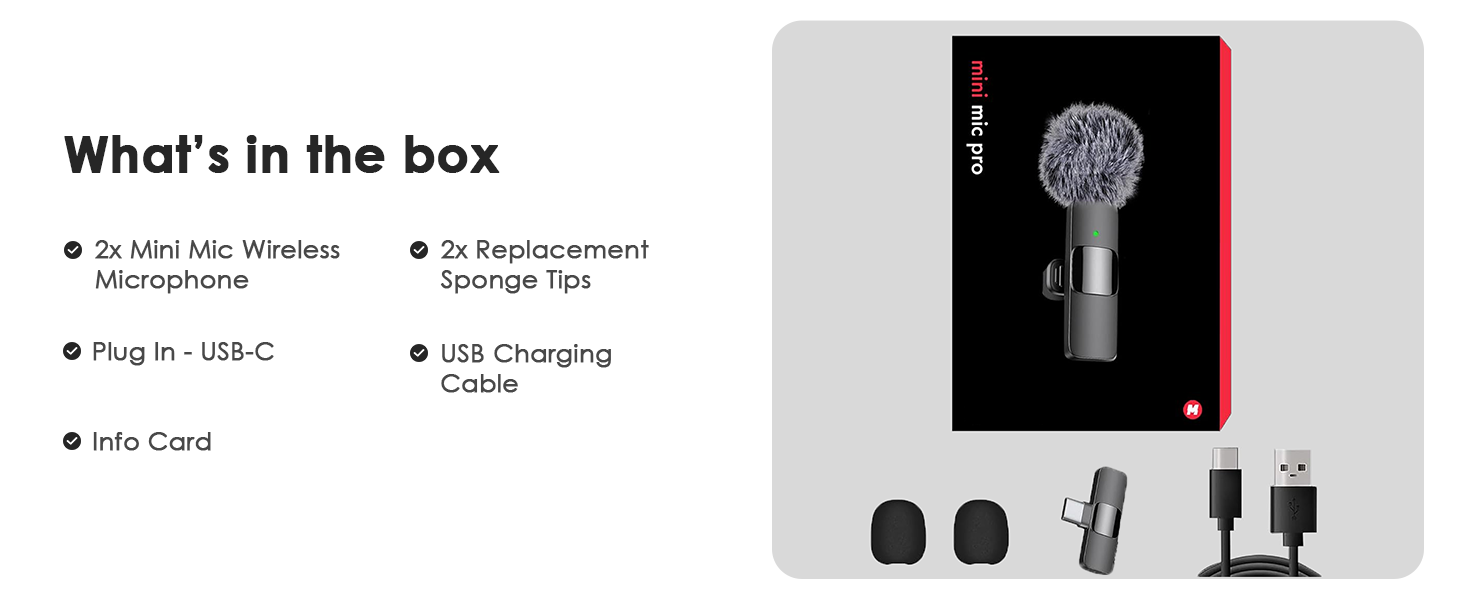 Microphone for iPhone, wireless microphones, mini mic, bluetooth microphone, lavalier microphone