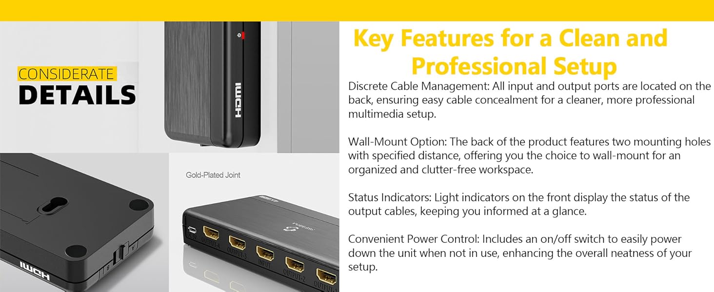 Considerate details-hdmi splitter for multiple monitors