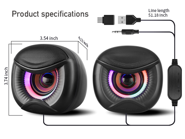 Speaker size and cable length for desktop computer speakers