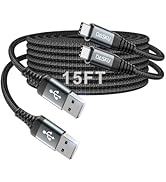 Extra Long USB C Cable Fast Charging, [15ft/2Pack] 3A USB to USB Type C Cable 15 Feet, iPhone 17 ...