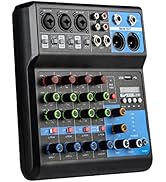 Jindaaudio Audio Mixer 5 Channel, DJ Mixer Board with Bluetooth and Usb, Audio Sound Card with In...