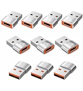 USB to USB C Adapter 10 Pack,10A 200W Fast Charging USB2.0 480Mbps Data Transfer,USB C Female to ...