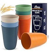 HOTEC 8-Pack 15oz Wheat Straw Cereal Cups, Reusable Cups Unbreakable Drinking Cup Reusable Dishwa...