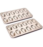 HONGBAKE Nonstick Madeleine Pan 2 Pack 12-Cavity Heavy Duty Madeleine Cookies Trays for Oven Baki...