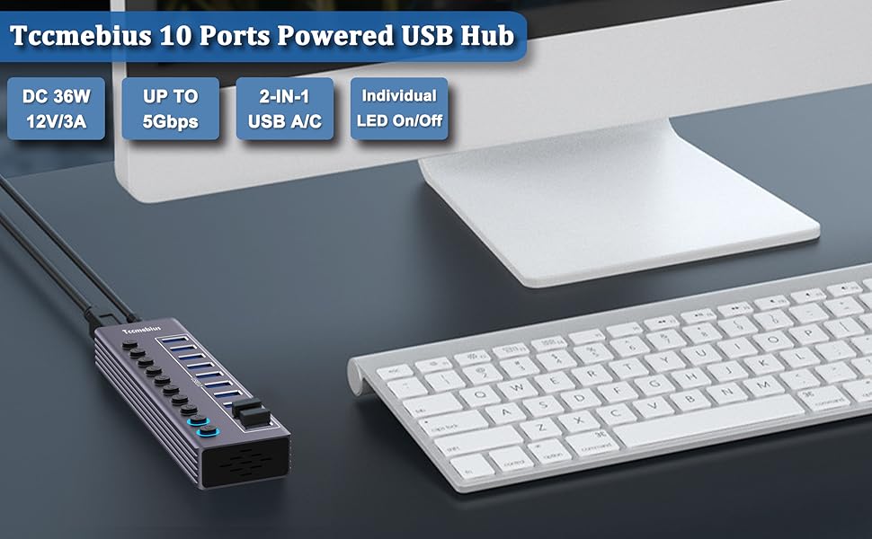 Powered 10-Port USB 3.0 Hub