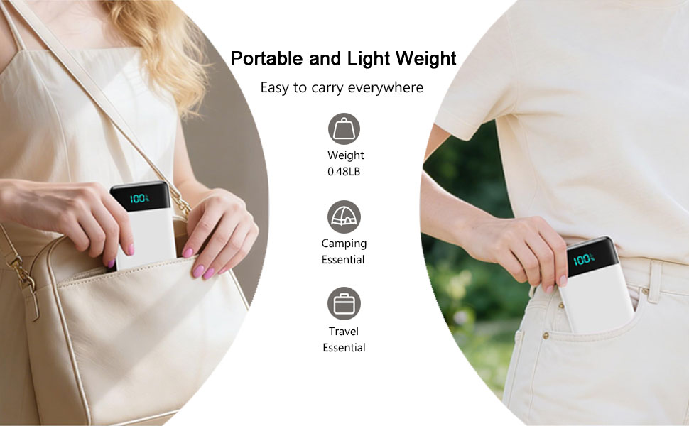 Portable Charger with Built in Cables and Wall Plug, 13800mAh Power Bank for Hunting Essentials