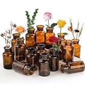 TOPZEA Set of 16 Amber Glass Bud Vases, 8.5 oz Small Brown Bud Vase Bulk Boho Glass Vase Decorati...