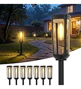 JEJOT Solar Pathway Lights Outdoor,8 Pack Warm Garden Lights Solar Powered Waterproof IP65,Auto O...