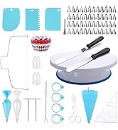 Gymdin 222 PCS Cake Decorating Kit - Includes Cake Turntable, Leveler, Piping Bags and Tips Set, ...