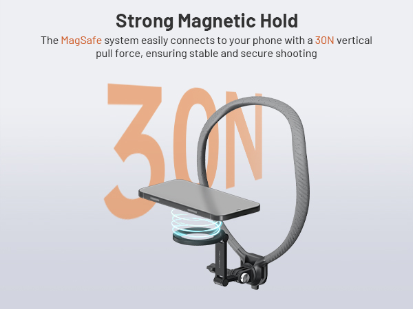 The MagSafe system easily connects to your phone with a 30N verticalpull force,ensuring stable