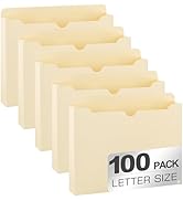 Manila File Jacket,10x12 Inches Jacket File Folders,2 Inch Expandable Sides Manila Folders,100 Pa...