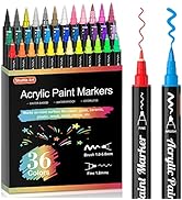 Shuttle Art 36 Colors Dual Tip Acrylic Paint Markers, Brush Tip and Fine Tip Acrylic Paint Pens f...