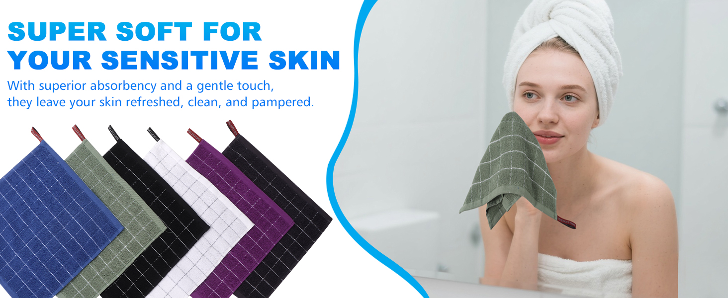 12 Pack 100% Cotton Wash Cloth