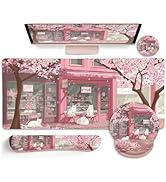 LIMKRIAN Anime Cat Mouse Pad Long Desk Mat Set, XXL Mouse Pad with Wrist Rest, Large Gaming Mouse...