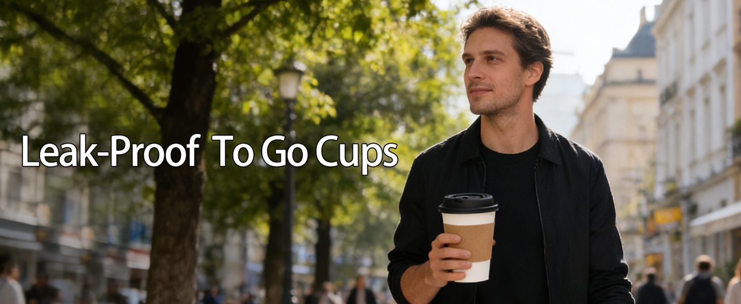 12 oz Disposable Paper Coffee Cups, 100 Count – Leak-Resistant White Cups for Hot &amp;Cold Drinks