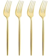 U-QE 180Pcs Gold Plastic Forks - 7.6 Inch Heavy Duty Plastic Forks, Heavyweight Gold Plastic Silv...