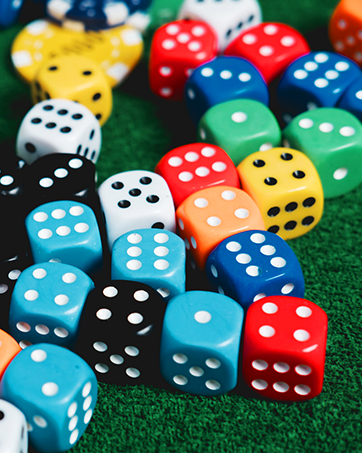 standard 16mm (5/8 inches) game dice, square corner, made from Friendly acrylic material