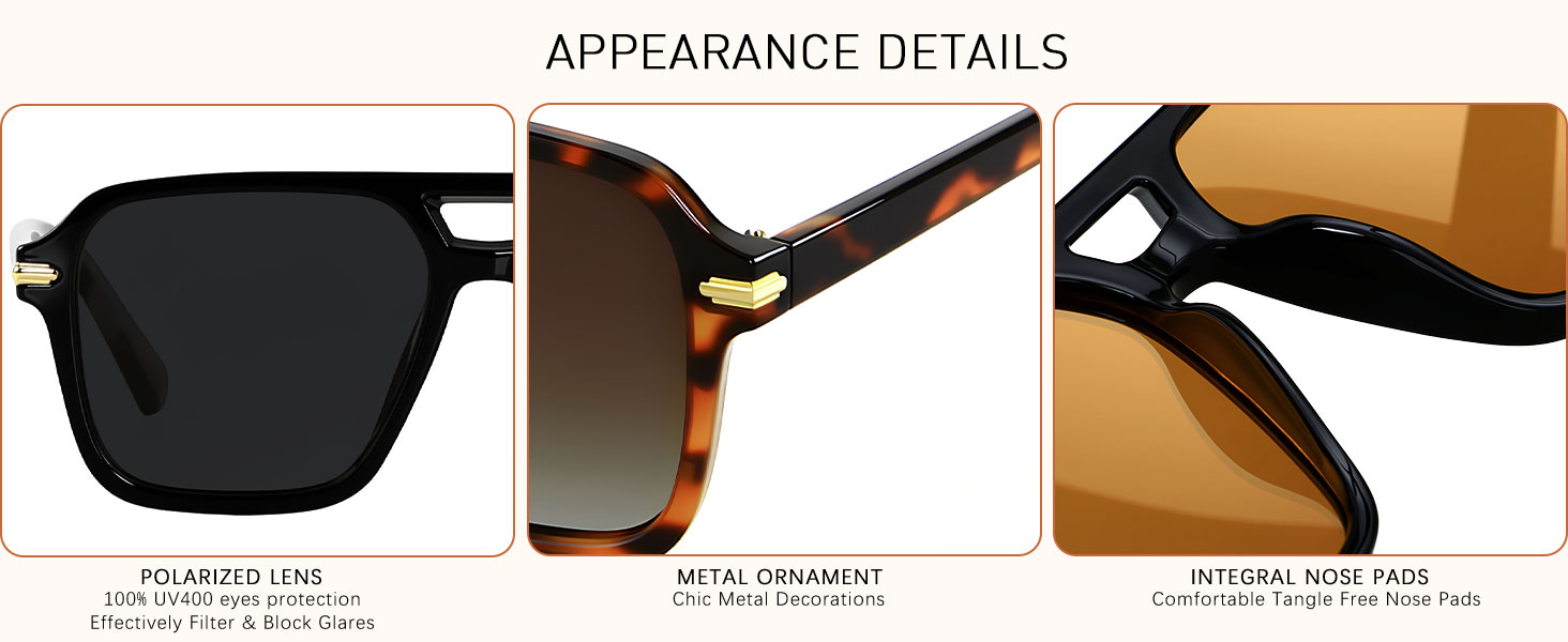 Polarized Aviator Sunglasses Women Men Retro 70s 80s 90s Aviators Trendy Square Pilot Vintage Shades