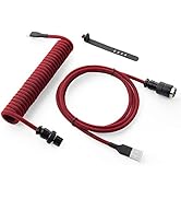 GUNMJO Pro Custom Coiled USB C Cable for Gaming Keyboard, Double-Sleeved Mechanical Keyboard Cabl...