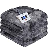 SEALY Electric Blanket Twin Size, Faux Fur &amp; Flannel Heated Blanket with 10 Heating Levels &amp; 1-12...