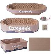 Czoynife 3PCS Cat Scratcher Cardboard, Oval Cat Scratch Pad Bowl Nest for Indoor Cats, Round Cat ...