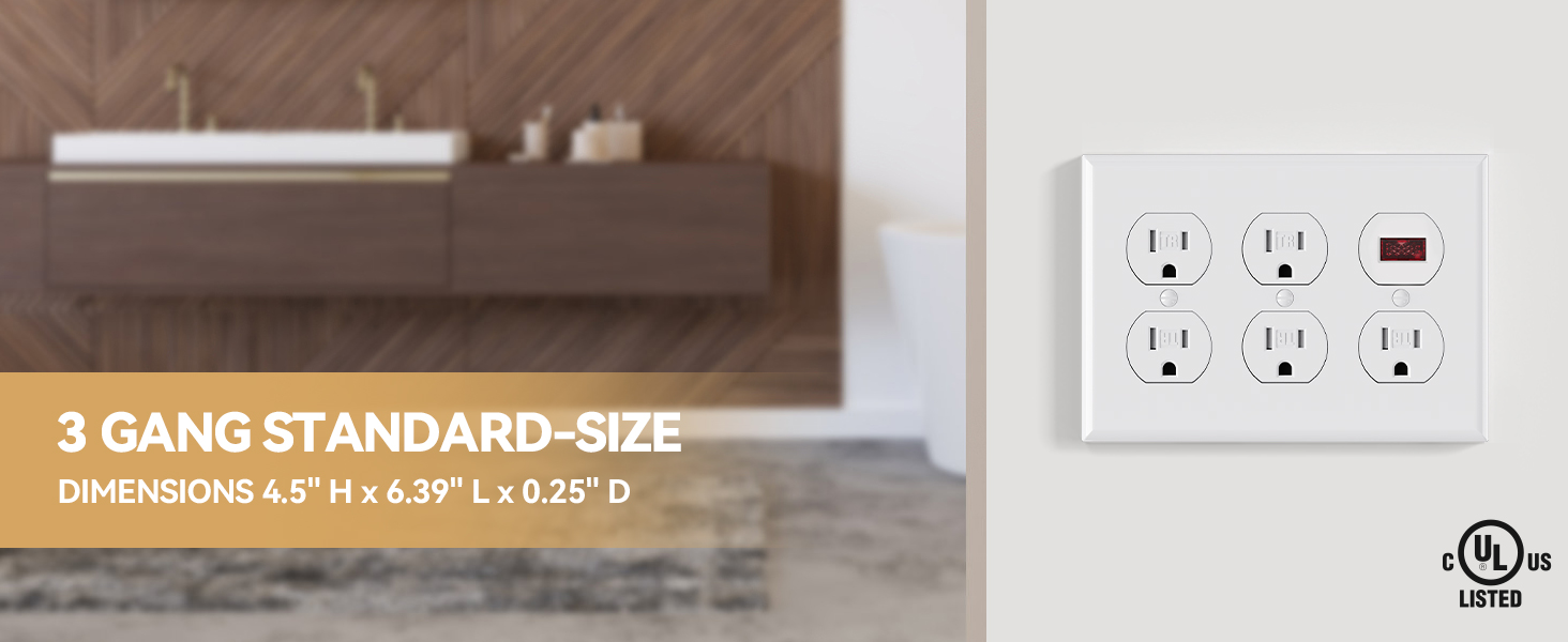 3 Gang Standard Duplex Switch Wall Plate