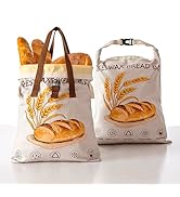 Clothink 2 Pack Reusable Beeswax Bread Bags for Homemade Bread with Handle,17 X 13 Inch Large Cot...