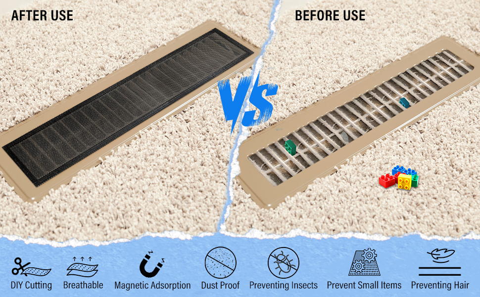 Customizable Floor Vent Covers Magnetic PVC Vent Mesh for Wall, Ceiling &amp; Home Floor