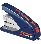 AFMAT ES10 Effortless Stapler for Desk, 50 Sheet Capacity, Low Force, Built-in Staple Remover, On...