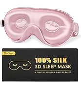 BeeVines 100% 22 Momme Silk Sleep Mask, with 3D Contoured Eye Cups for Eyelash Extensions, 100% B...